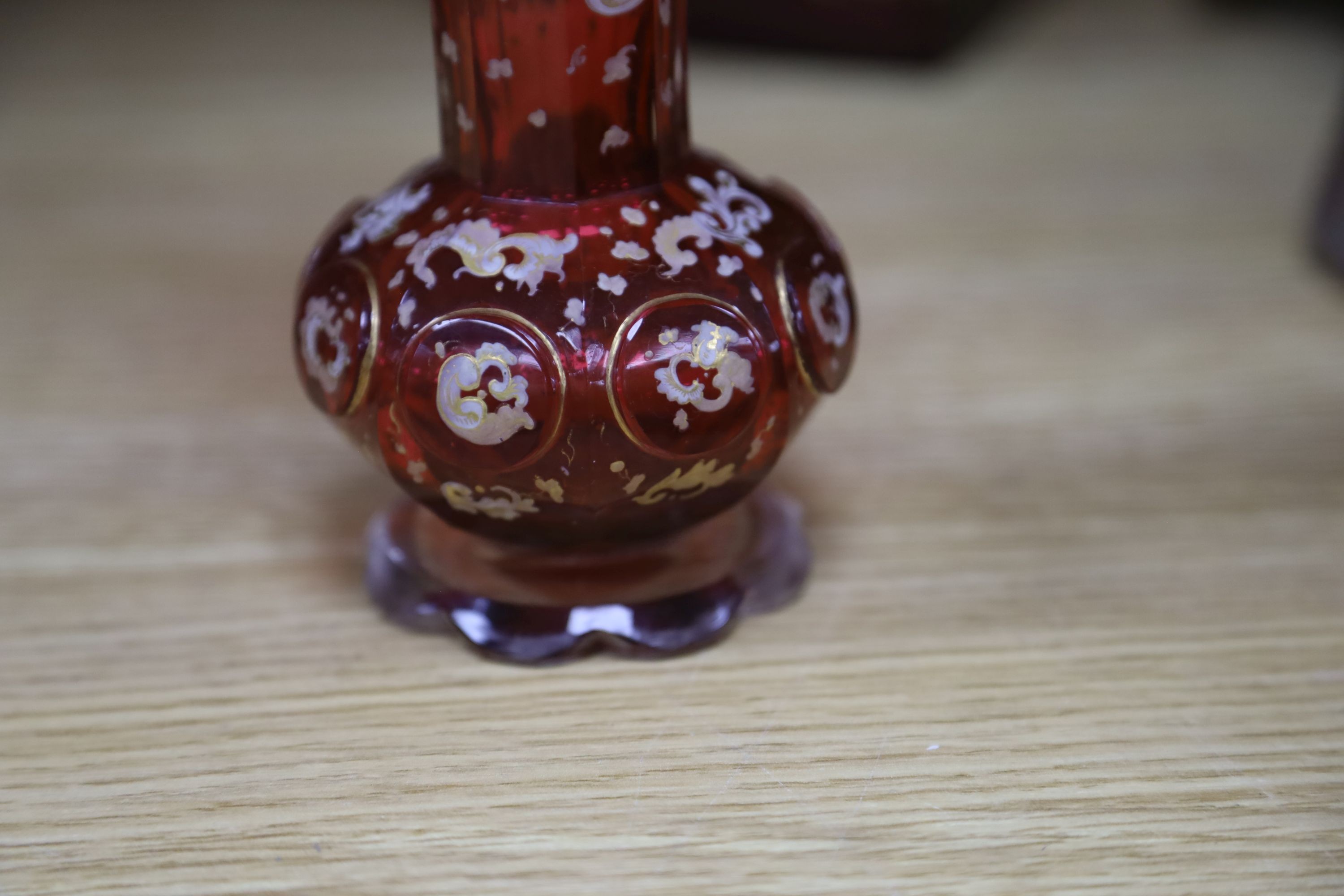 A group of 19th century Bohemian gilt-decorated ruby glassware etc.